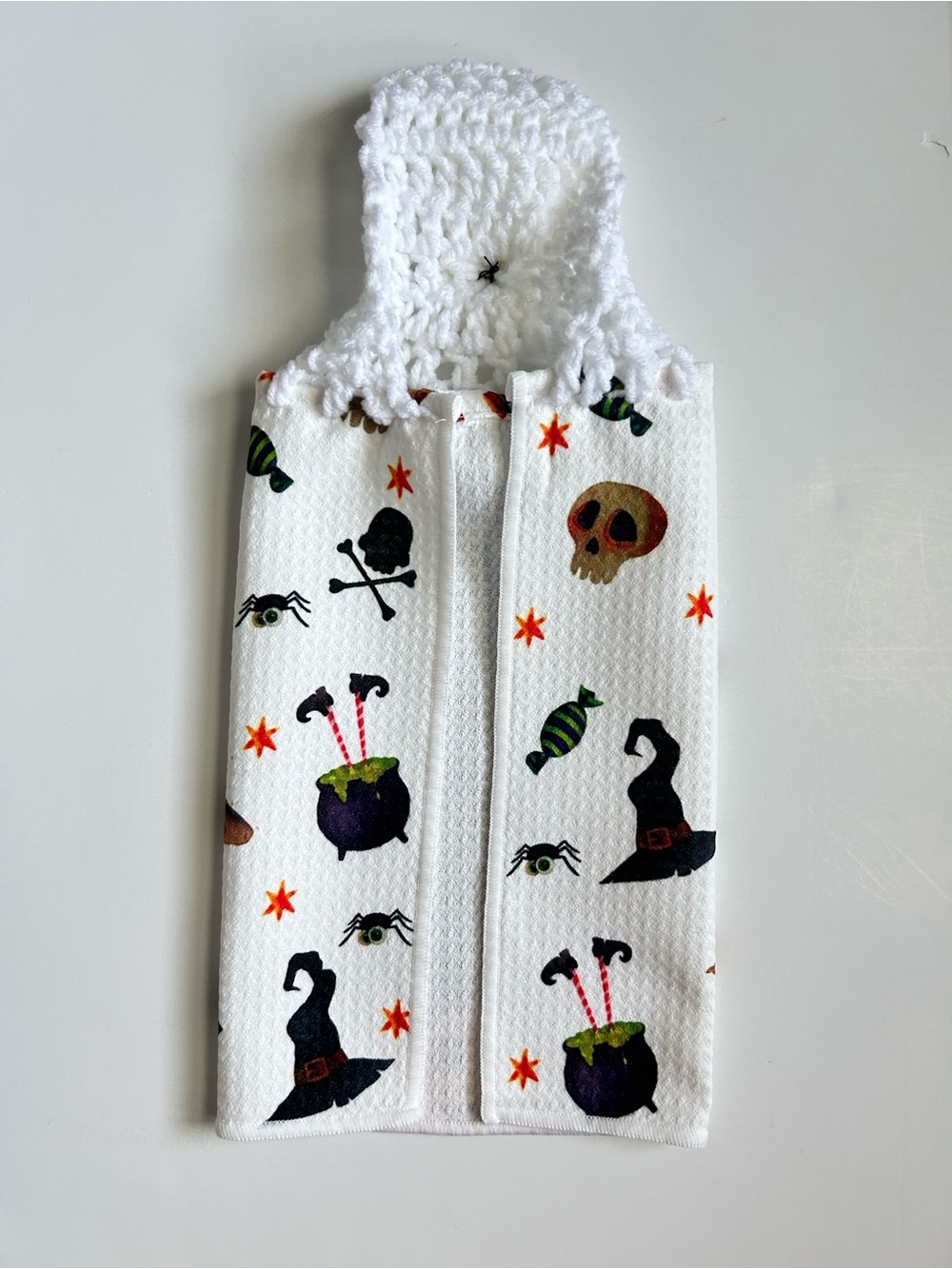 Hand Crafted Halloween Black & Orange Witch Kitten Hanging Kitchen Hand  Towel - Picture 8 of 8